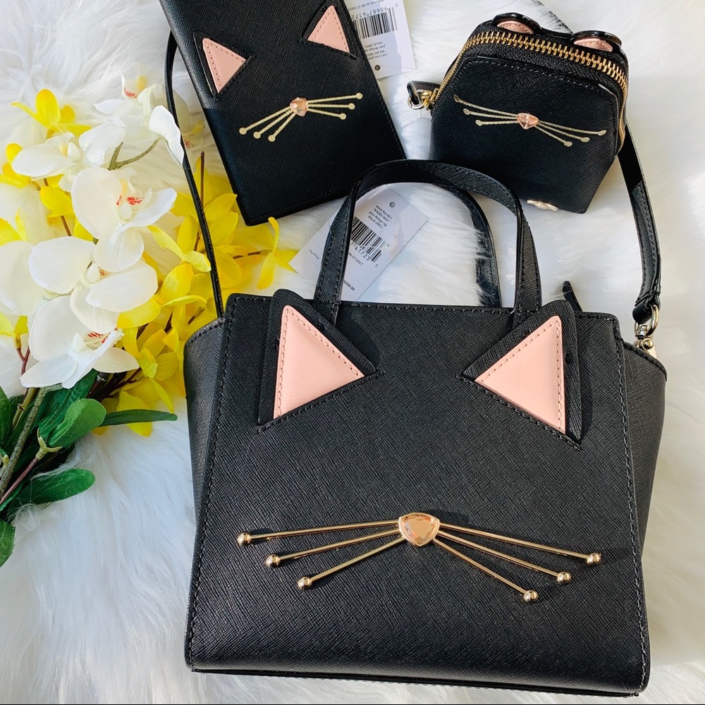 KATE SPADE MINI HAYDEN CAT PASSPORT COIN SATCHEL - Picture 2 of 8